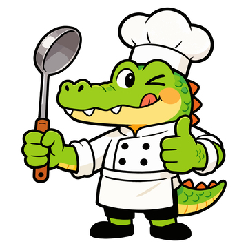 卡通鳄鱼厨师插画