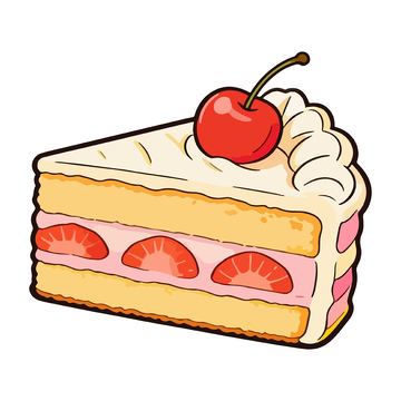 卡通草莓奶油蛋糕插画