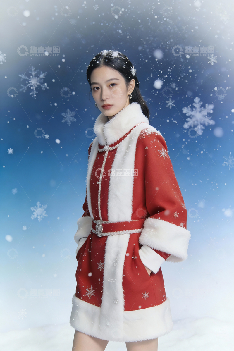 源文件下载【趣麦麦图】圣诞装扮小香风模特4