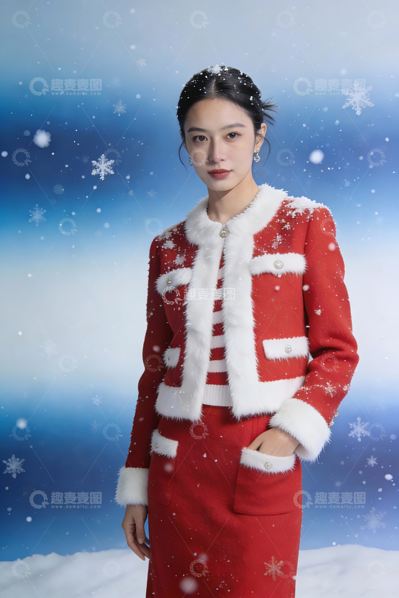 源文件下载【趣麦麦图】圣诞装扮小香风模特1