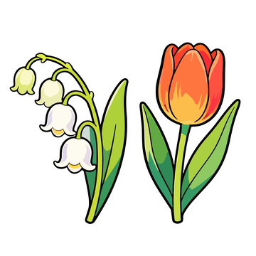 卡通花卉插画设计元素