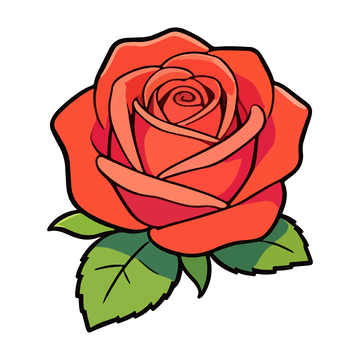 手绘玫瑰花朵插画