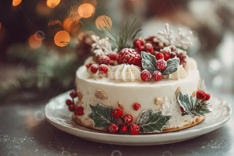 高清大图下载【趣麦麦图】精致的圣诞风格蛋糕摄影图