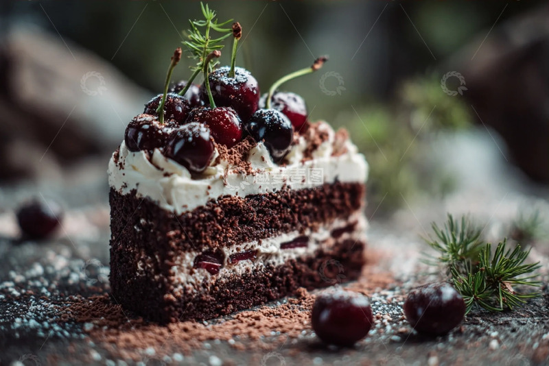 高清大图下载【趣麦麦图】美味车厘子黑森林蛋糕摄影图
