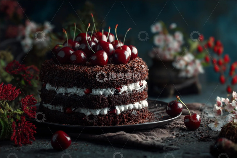 高清大图下载【趣麦麦图】精致美味的黑森林蛋糕摄影图