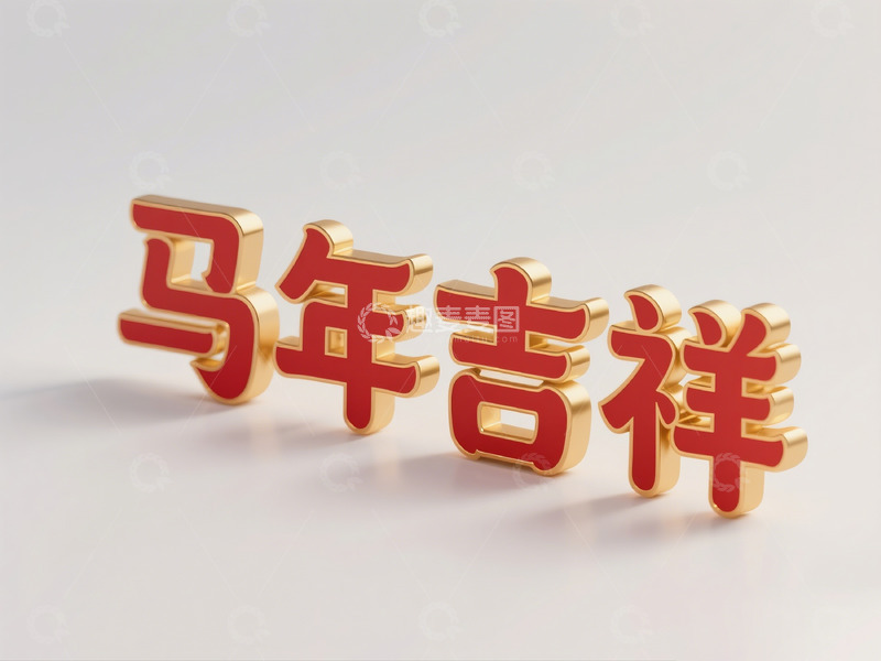 高清大图下载【趣麦麦图】金色立体马年吉祥装饰字