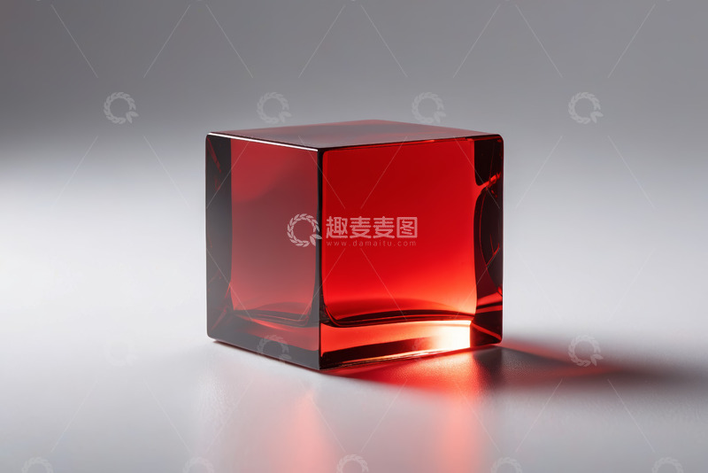高清大图下载【趣麦麦图】红色透明立方体静物特写