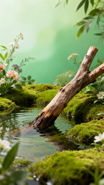 静谧森林水边风景