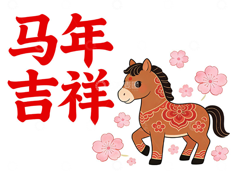 高清大图下载【趣麦麦图】马年吉祥插画素材