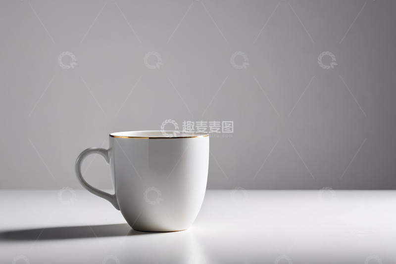 高清大图下载【趣麦麦图】白色金边马克杯静物特写