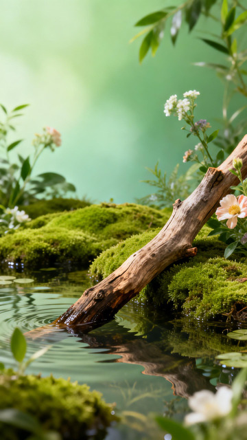 静谧森林水边景观