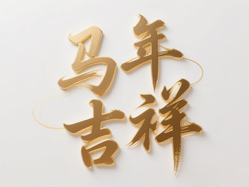 金色书法马年吉祥艺术字设计素材