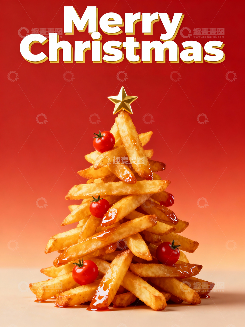 源文件下载【趣麦麦图】薯条圣诞树1