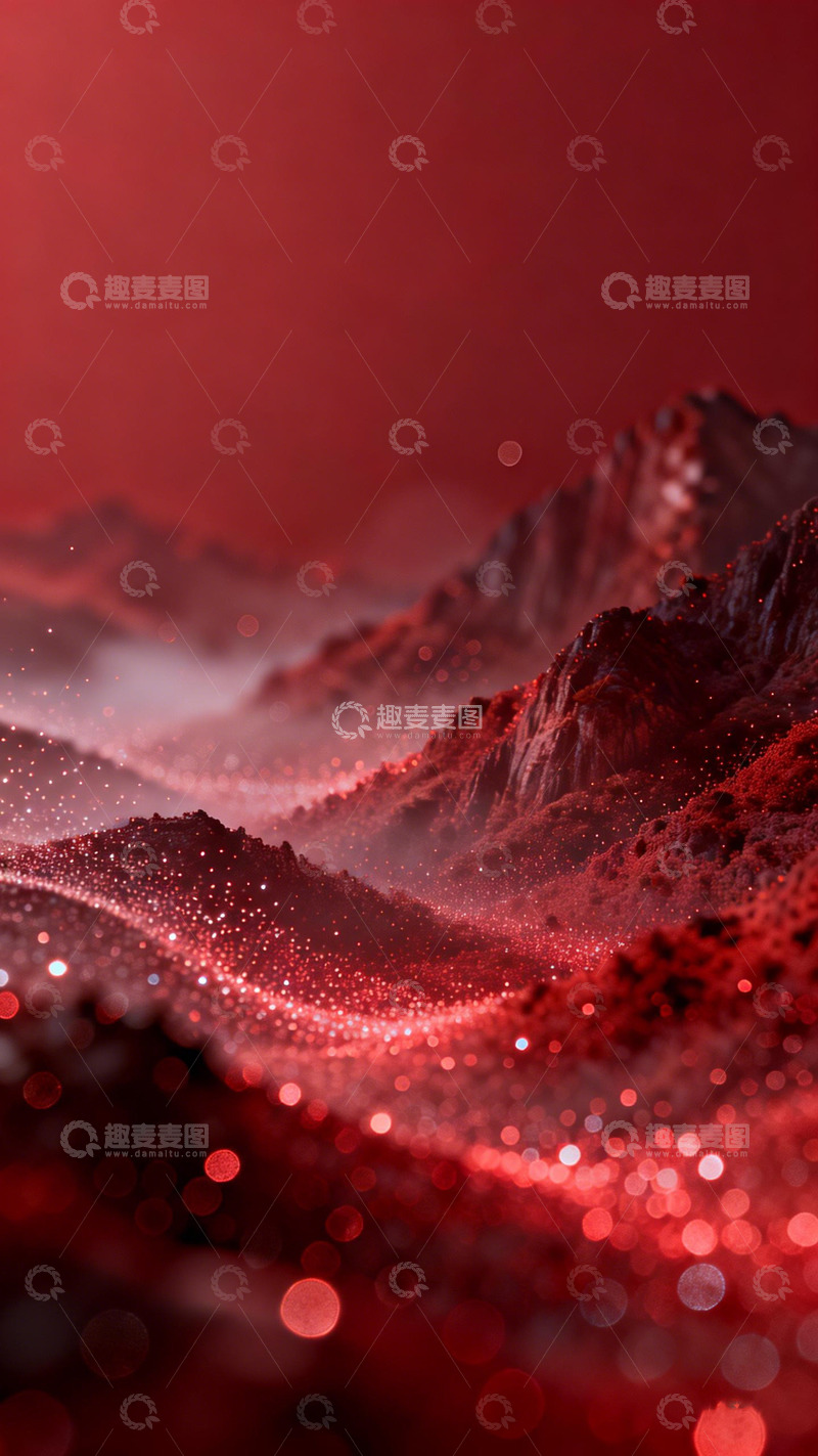 高清大图下载【趣麦麦图】红色梦幻山脉艺术图片