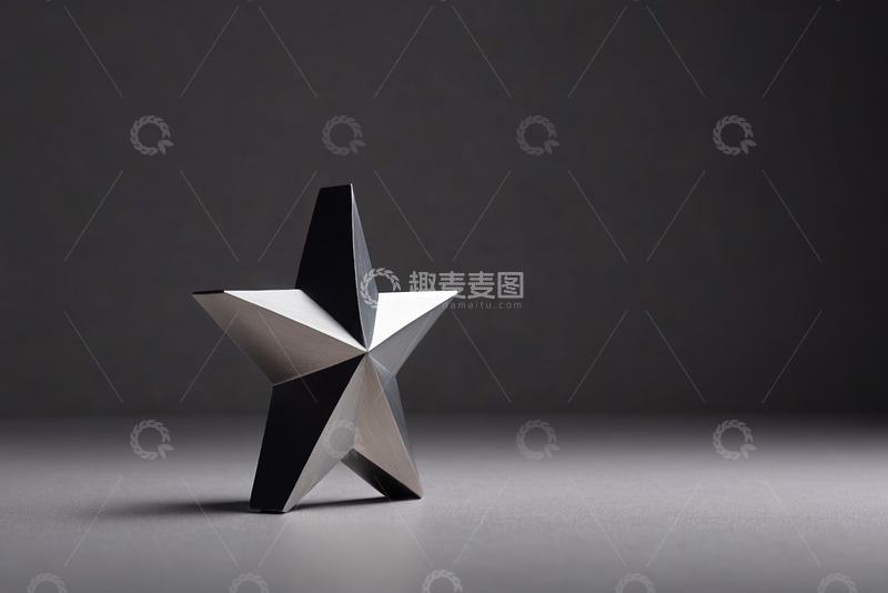 高清大图下载【趣麦麦图】立体五角星金属摆件特写