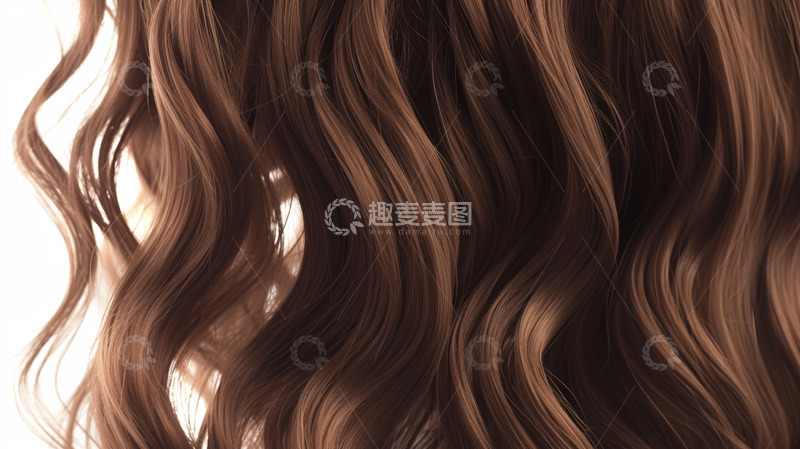 高清大图下载【趣麦麦图】棕色波浪长头发特写