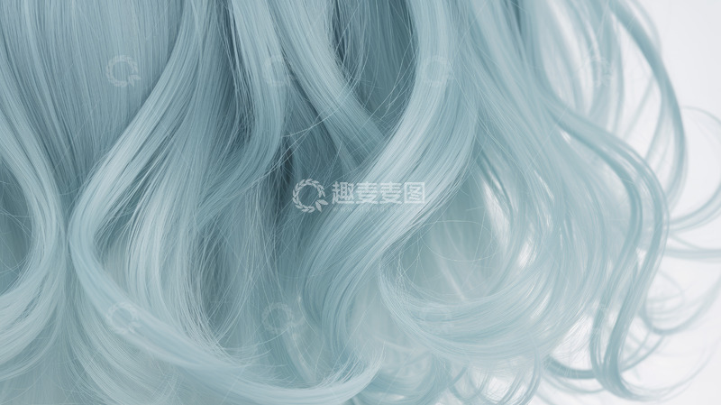 高清大图下载【趣麦麦图】淡蓝色波浪卷发发丝特写