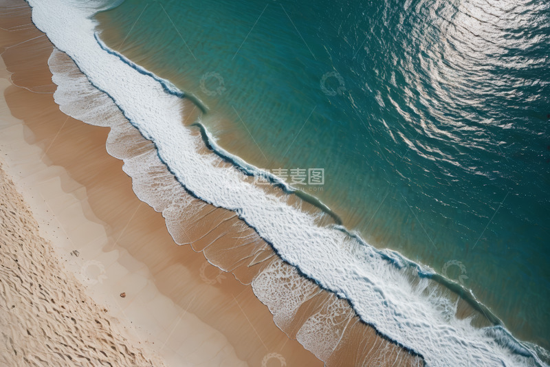 高清大图下载【趣麦麦图】海滩海浪俯瞰全景