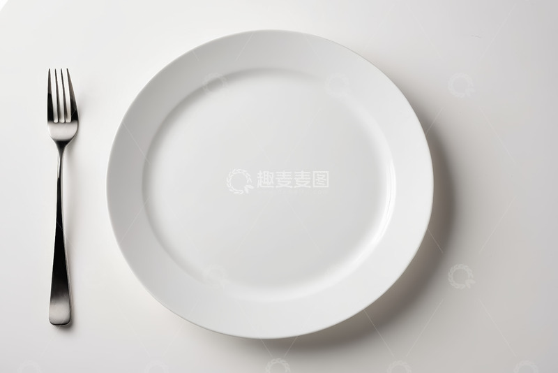 高清大图下载【趣麦麦图】白色盘子与餐叉静物