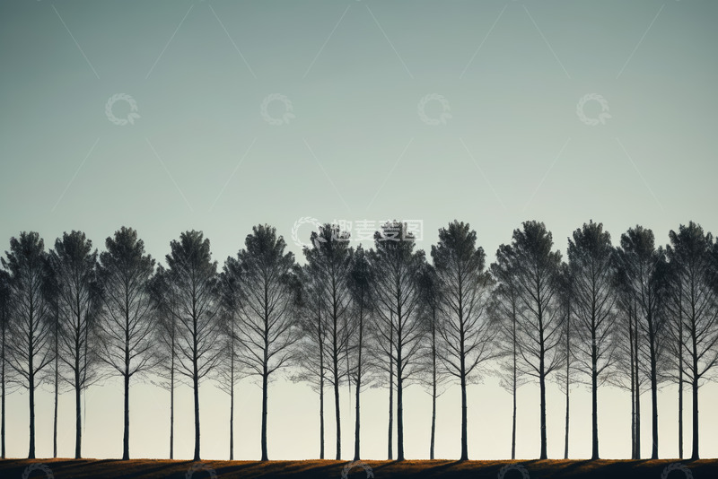 高清大图下载【趣麦麦图】整齐排列的树木自然景观