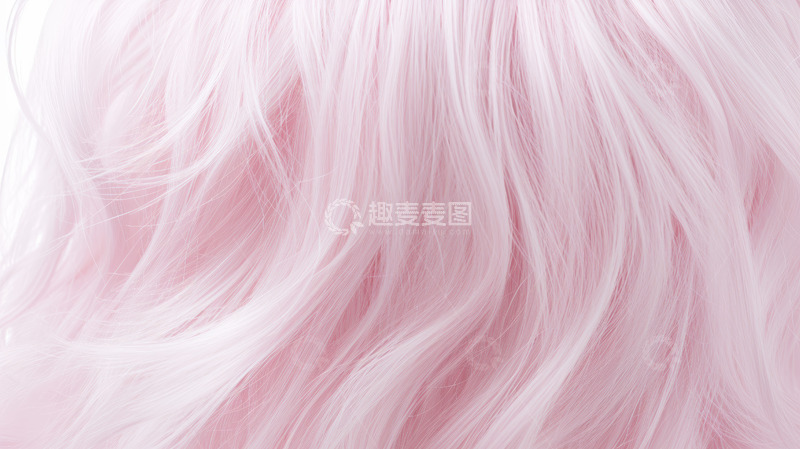 高清大图下载【趣麦麦图】粉色波浪假发特写