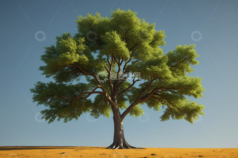 高清大图下载【趣麦麦图】旷野中独立的茂盛大树
