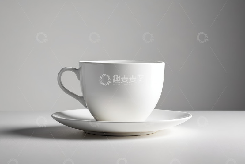高清大图下载【趣麦麦图】白色咖啡杯及托盘静物特写