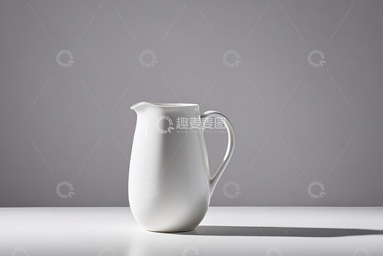 白色陶瓷水壶静物展示