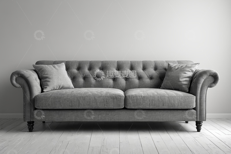 高清大图下载【趣麦麦图】灰色布艺沙发家居场景