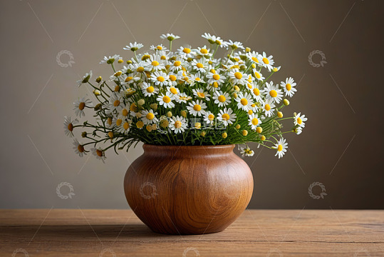 木花瓶中盛放的雏菊