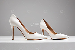 白色时尚高跟鞋特写