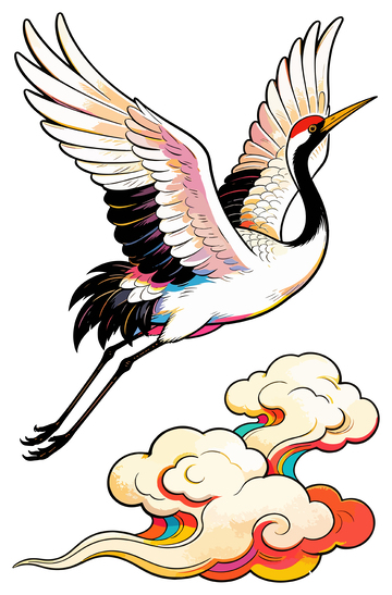 仙鹤祥云插画设计素材