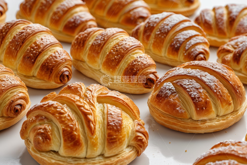 高清大图下载【趣麦麦图】排列整齐的美味牛角面包