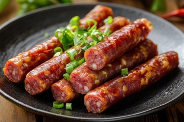 一盘美味的烤腊肠