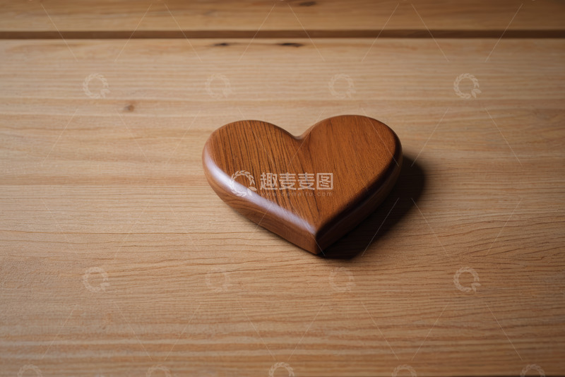 高清大图下载【趣麦麦图】木质心形摆件静物特写