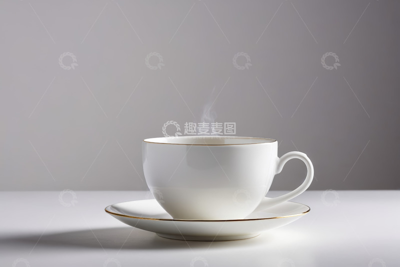 高清大图下载【趣麦麦图】白色金边咖啡杯特写