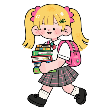 卡通学生女孩学习插画素材