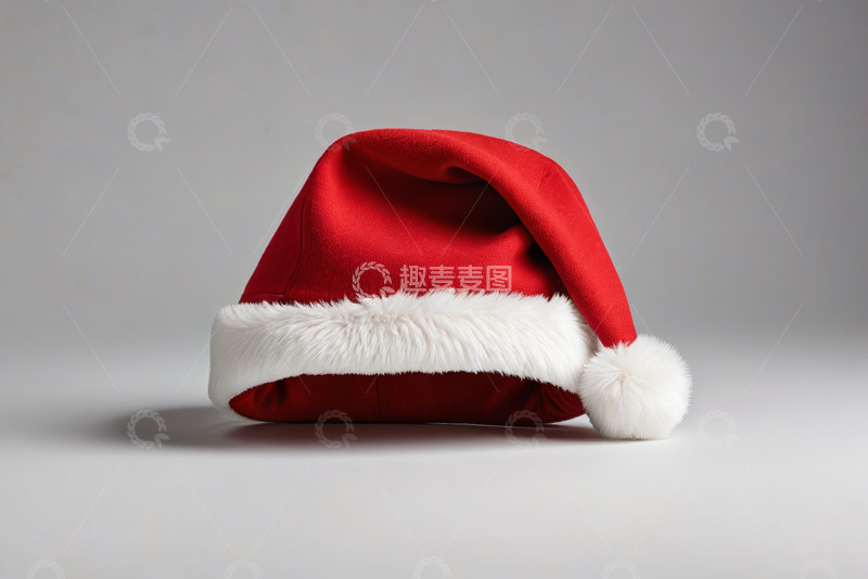 高清大图下载【趣麦麦图】红色圣诞老人帽子特写