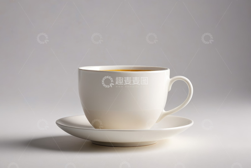 高清大图下载【趣麦麦图】白色咖啡杯与托盘静物图
