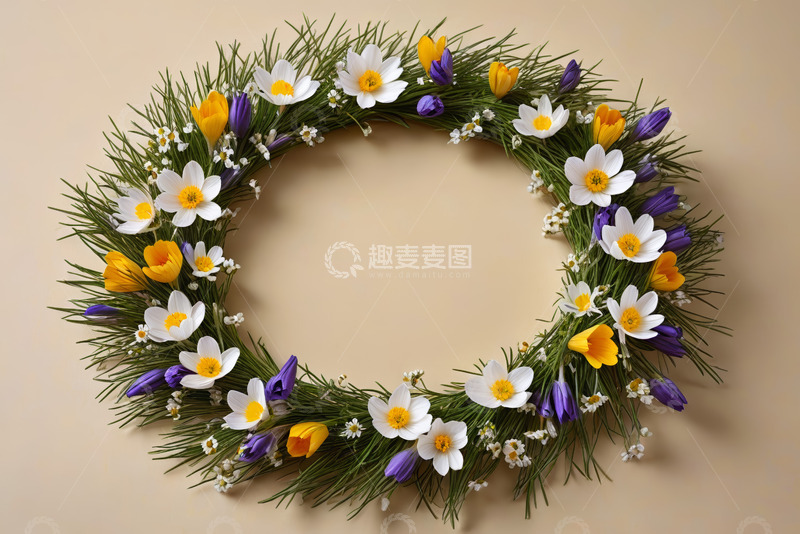 高清大图下载【趣麦麦图】多彩花卉花环特写