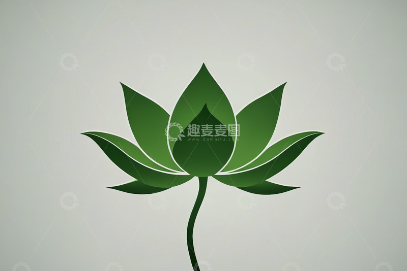 高清大图下载【趣麦麦图】简约绿色莲花图案