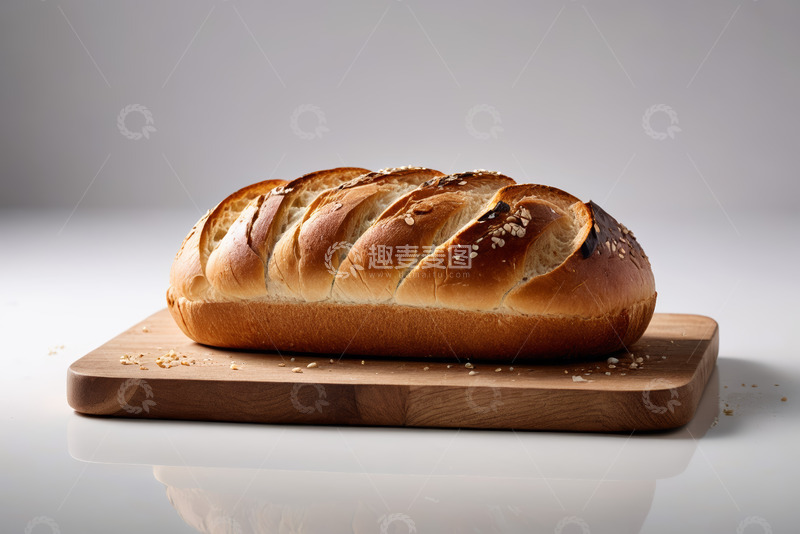 高清大图下载【趣麦麦图】木板上的全麦面包特写