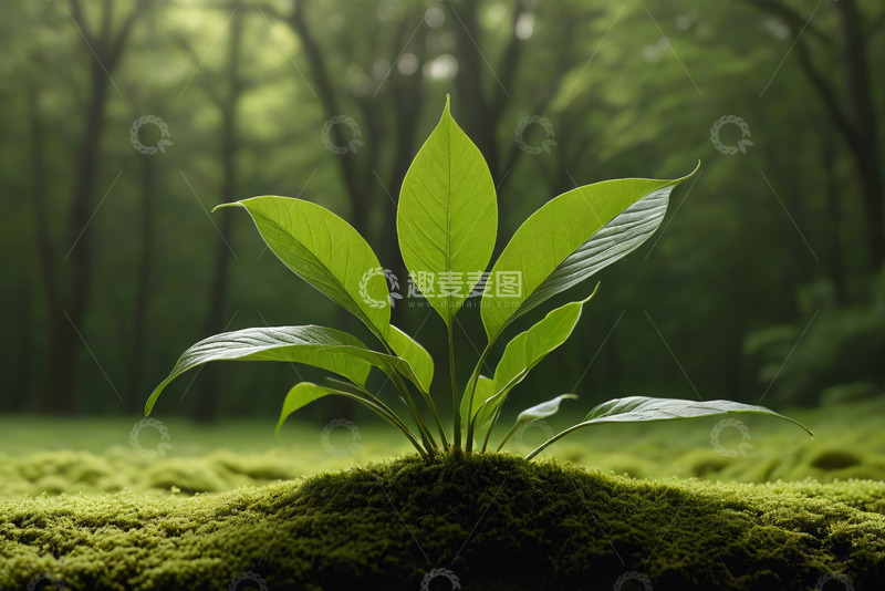 高清大图下载【趣麦麦图】森林中生长的绿色植物特写