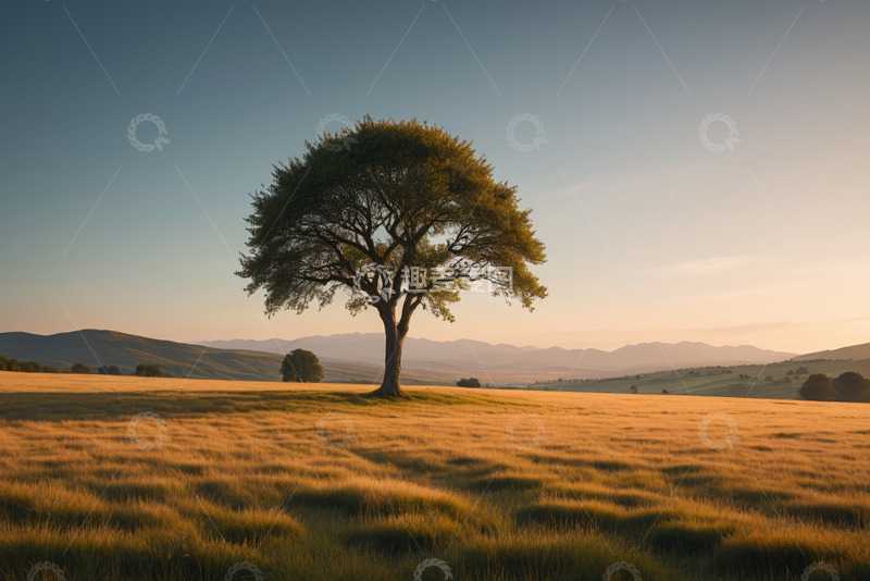 高清大图下载【趣麦麦图】旷野中的独立大树