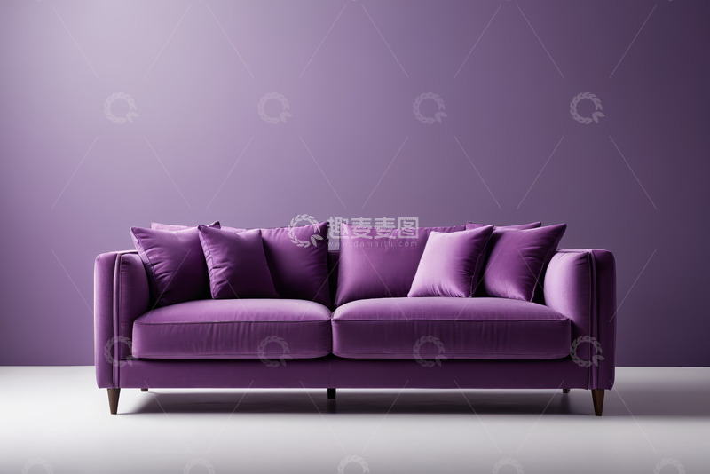 高清大图下载【趣麦麦图】紫色沙发搭配同色系抱枕