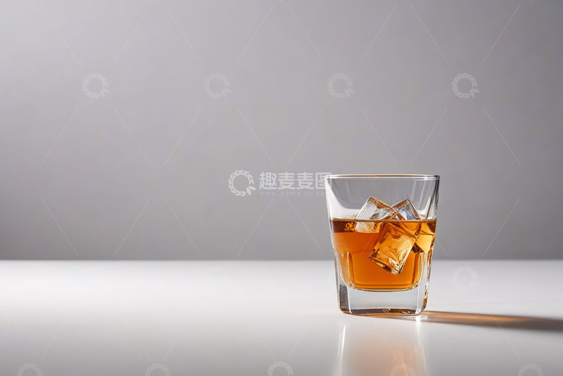 高清大图下载【趣麦麦图】装着威士忌加冰的玻璃杯