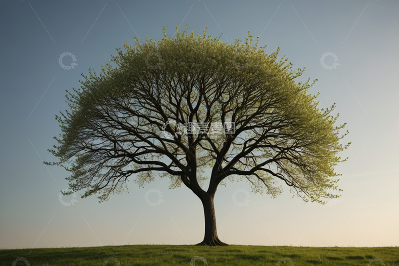 高清大图下载【趣麦麦图】草原上的单棵绿树