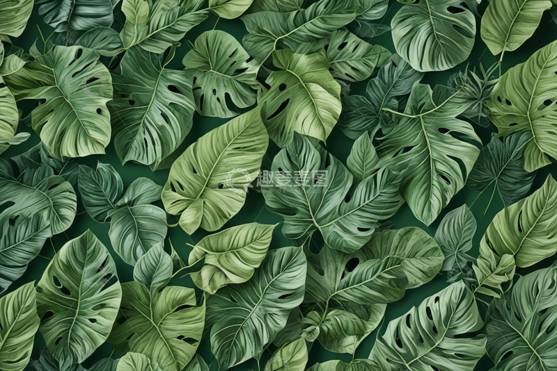 高清大图下载【趣麦麦图】绿色植物叶子图案背景