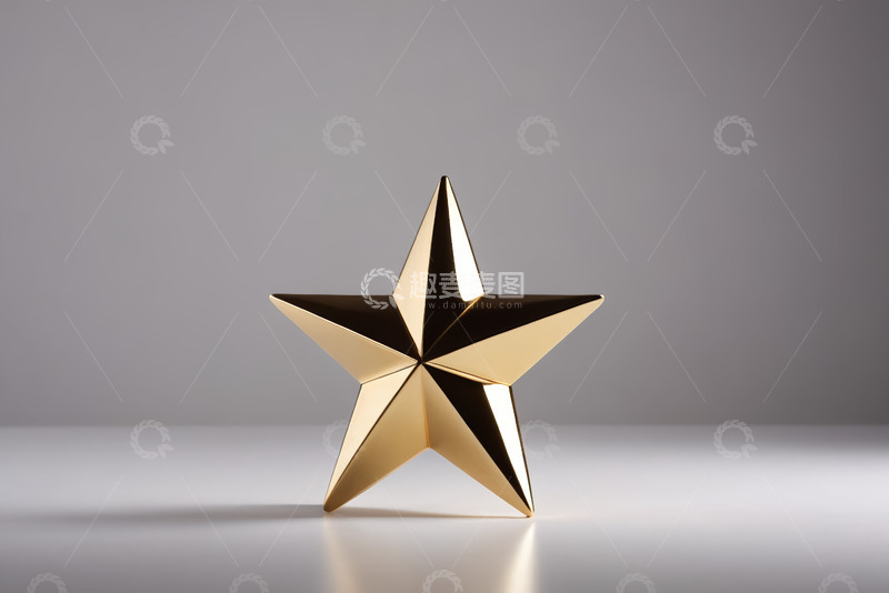 高清大图下载【趣麦麦图】金色立体五角星摆件