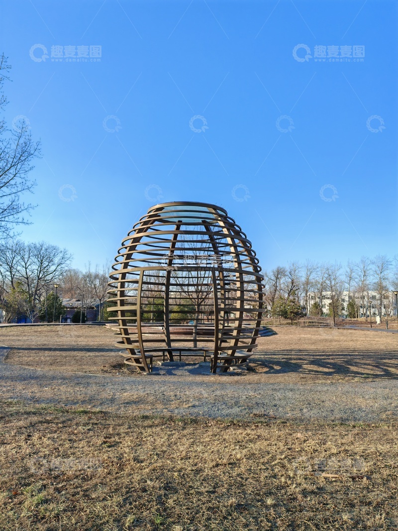 高清大图下载【趣麦麦图】木质圆笼公园景观